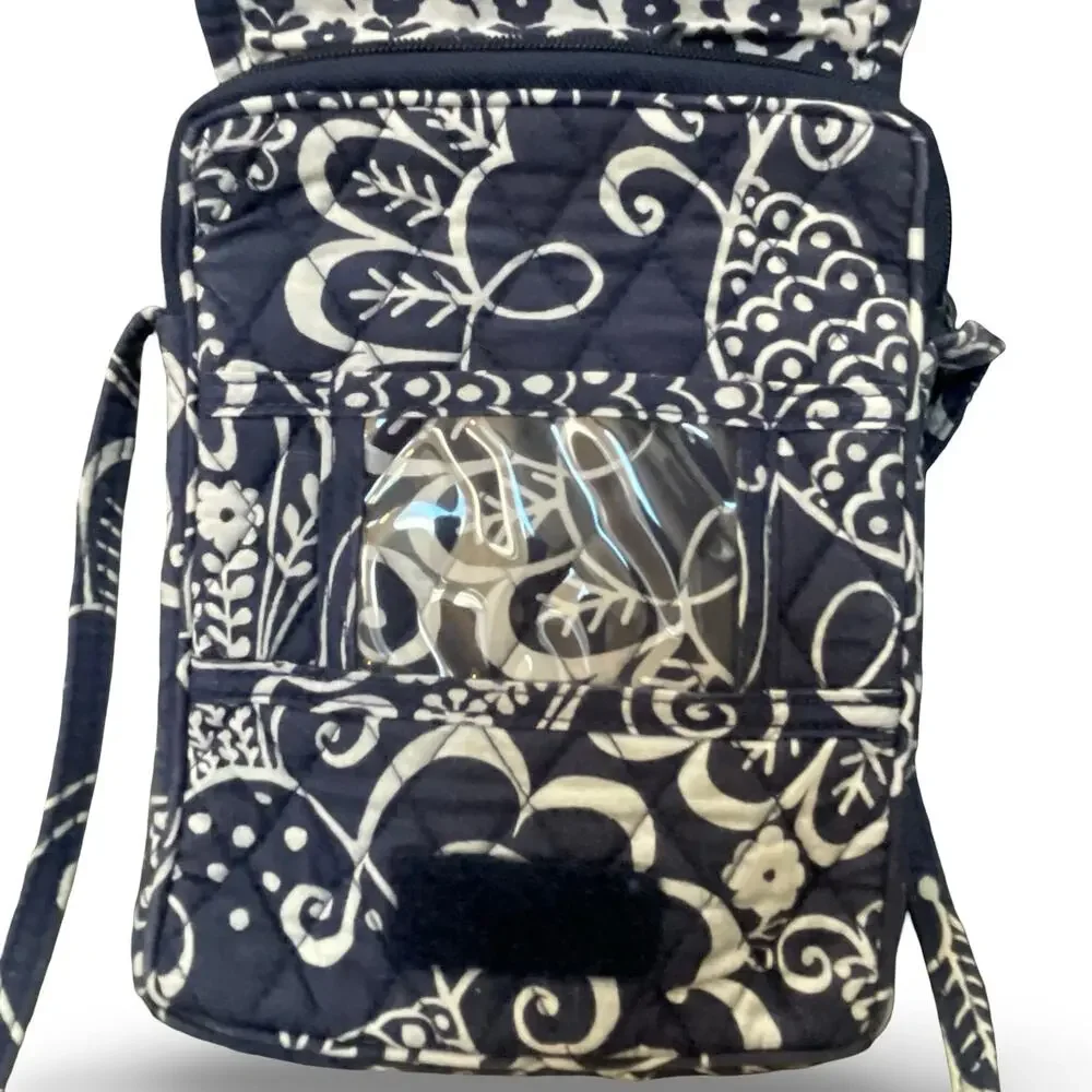 Vera Bradley Mini Hipster Indigo Pop Crossbody Bag Floral Blue White Quilted